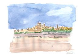 Mdina Malta Blick auf die Stadt auf dem Hügel