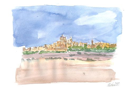 Mdina Malta Uitzicht op de stad op de heuvel