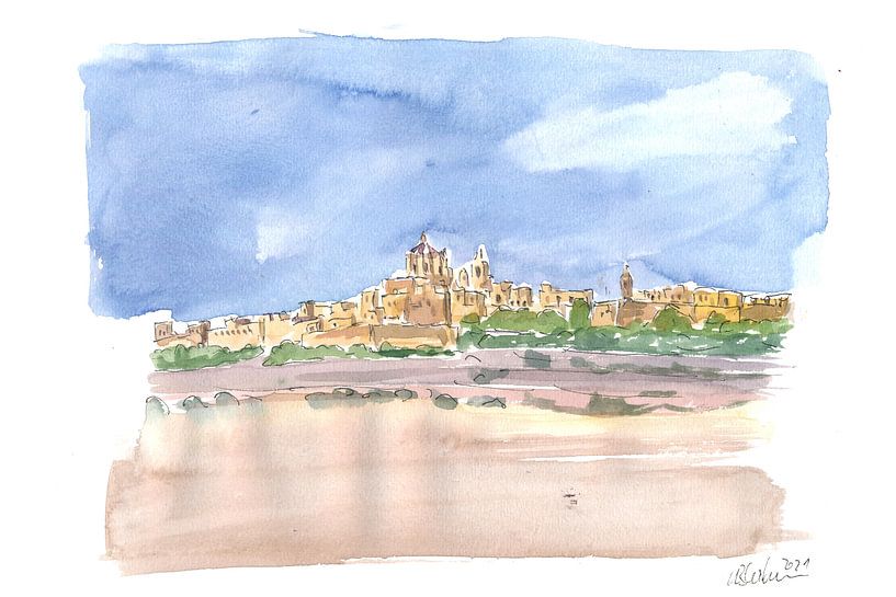 Mdina Malta Blick auf die Stadt auf dem Hügel von Markus Bleichner