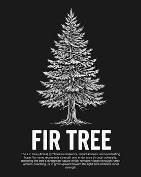 Affiche minimaliste représentant un sapin en dessin au trait - édition noire