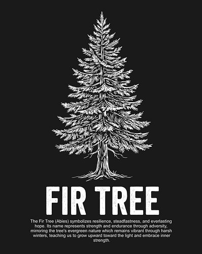 minimalist fir tree line art poster - black edition