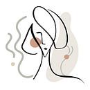 Linienzeichnung Gesichtsfrau mit abstrakten Formen und Linien von Diana van Tankeren Miniaturansicht