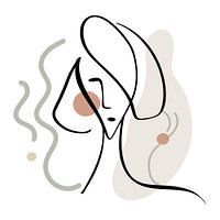 Lijntekening Gezicht Vrouw Met Abstracte Vormen En Lijnen