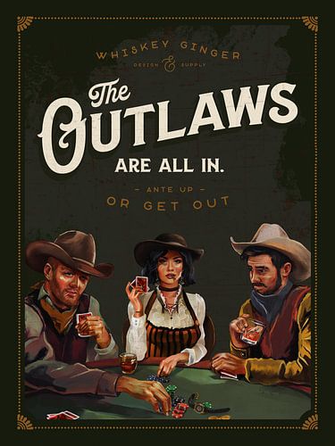 Les hors-la-loi sont à l'honneur dans cette série d'illustrations de poker sur le thème des cow-boys