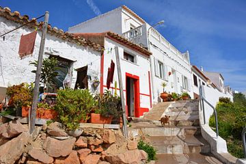 Kleurrijke, witgekaltke huisjes in vissersdorpje Salema Portugese Alga van My Footprints