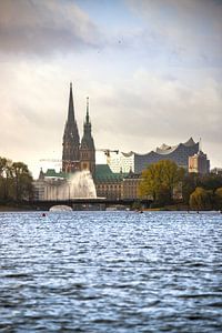 Blick auf die binnenalster und die Hamburger innenstadt