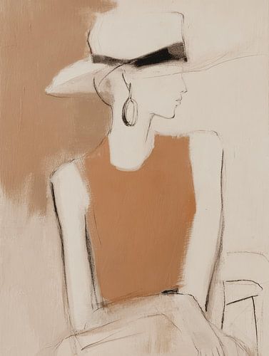 Portrait figuratif dans les tons de terre