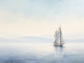 Segelboot auf See, Öl von ColorWorldwide