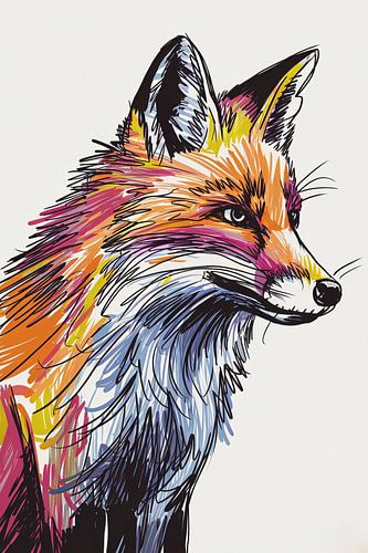 Moderne kleurrijke vos illustratie