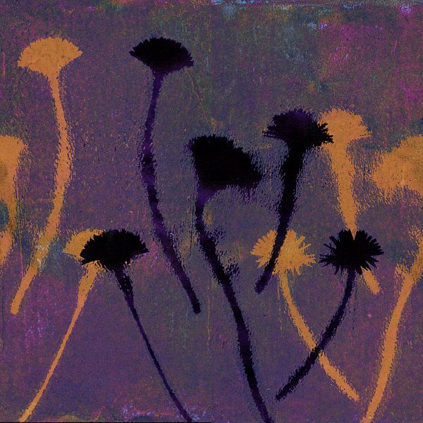 Flowers in violet, ochre and black. by Dina Dankers