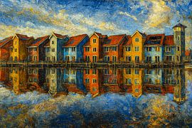 Farben auf dem Wasser - Reitdiephaven in Bewegung von Stadspronk