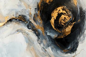 Expression abstraite moderne en or et nuances de bleu