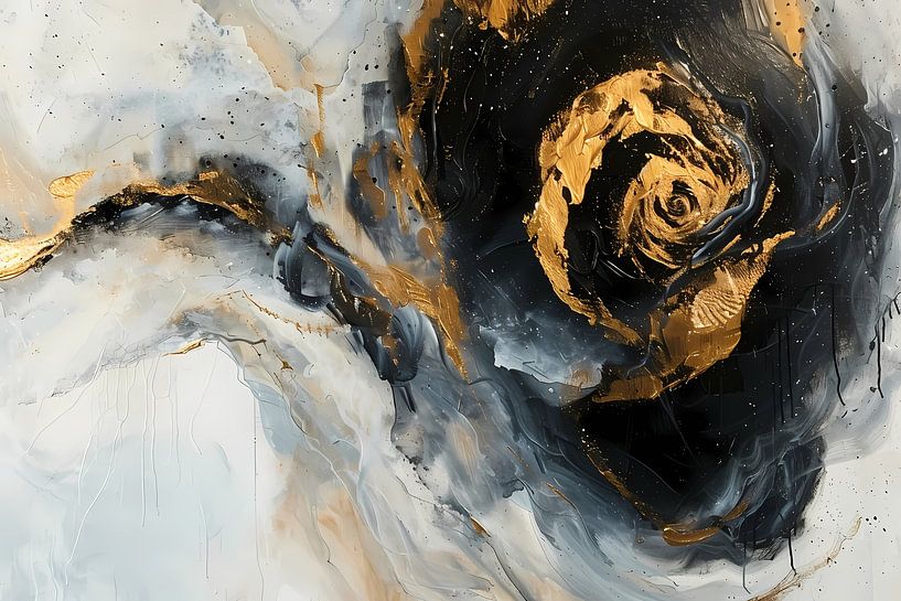 Expression abstraite moderne en or et nuances de bleu par Art & Soul Creations