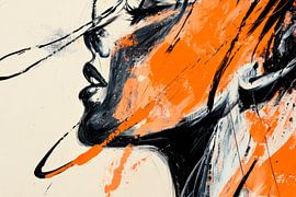 Kreatives Frauenprofil in Orange und Schwarz von Poster Art Shop
