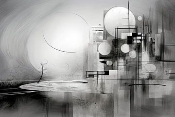 Abstrait, noir et blanc, gris, minimalisme - 6 sur Joriali Art abstrait