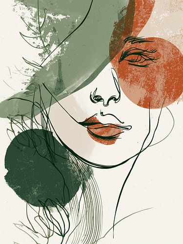 Roestbruin en donkergroen gezicht