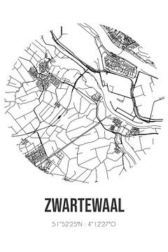 Zwartewaal (Zuid-Holland) | Landkaart | Zwart-wit van MijnStadsPoster