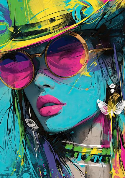 Frauenporträt | Neon Dreamer von ARTEO Gemälde