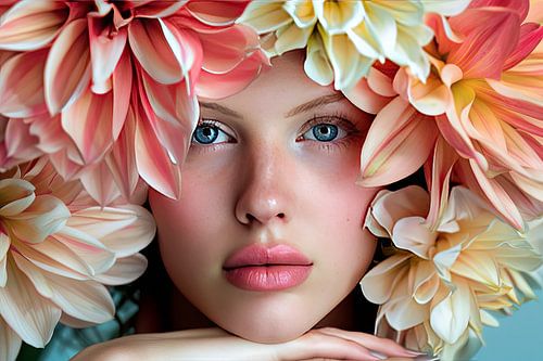 fantasie portret vrouw met bloemen