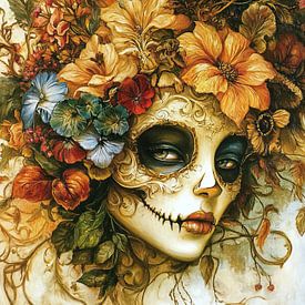 Maskerade | Maske mit Blumen von ARTEO Gemälde