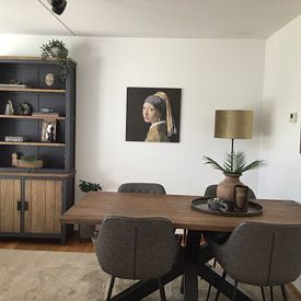 Kundenfoto: Das Mädchen mit der Perle und dem dunkelgrauen Turban von Marieke met een twist, auf leinwand