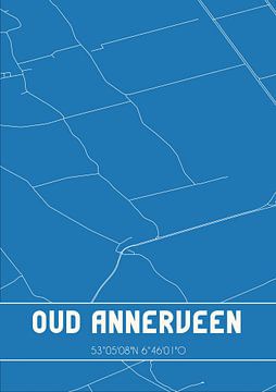 Blauwdruk | Landkaart | Oud Annerveen (Drenthe) van Stad & Wand