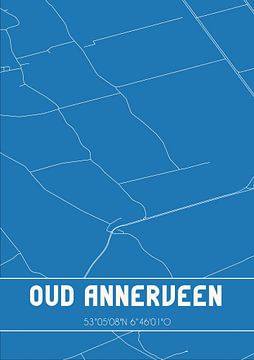 Blauwdruk | Landkaart | Oud Annerveen (Drenthe) van Rezona