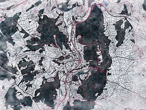 Karte von Marburg im stil 'White winter'