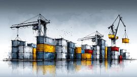 Grues portuaires et conteneurs sur Jonas Weinitschke