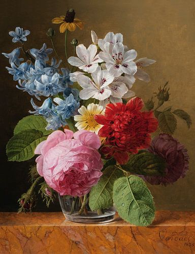 Boeket met bloemen in een vaas, Jan Frans van Dael