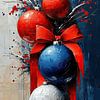 Ambiance de fête - Décorations de Noël rouges et bleues sur Caprices d'Art