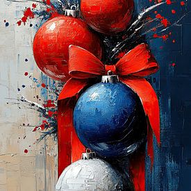 Feestsfeer | Rode en Blauwe Kerstversiering van Kunst Kriebels