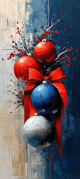 Feestsfeer | Rode en Blauwe Kerstversiering van Kunst Kriebels