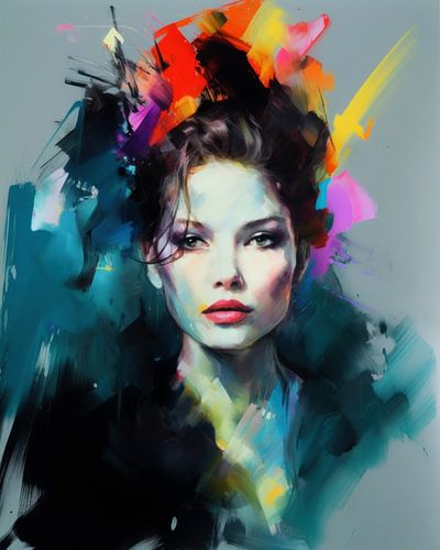 Contemporary art portret neon