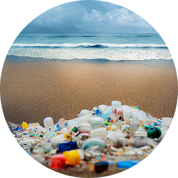 Plastic afval op een strand Illustratie van Animaflora PicsStock