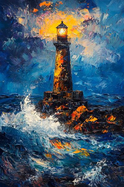Leuchtturm im Sturm von Poster Art Shop