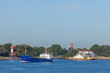 Auto veerboot, vuurtoren, Weser, Farge, Bremen