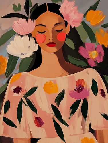 Modern illustration "Flower girl" by Carla Van Iersel