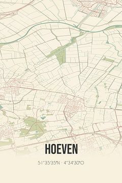 Vintage landkaart van Hoeven (Noord-Brabant) van MijnStadsPoster