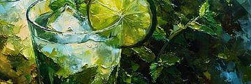 Koel Glas Limoen | Limoen Stilleven van ARTEO Schilderijen