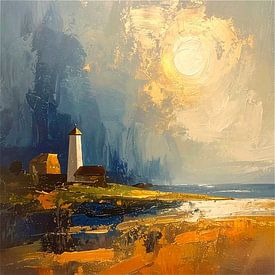 Intemporel et plein de charme. Phare près d'une côte spectaculaire sur Studio Pieternel