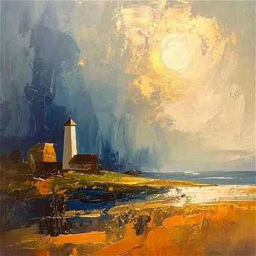 Tijdloos en Sfeervol. Vuurtoren bij een Dramatische Kustlijn van Studio Pieternel