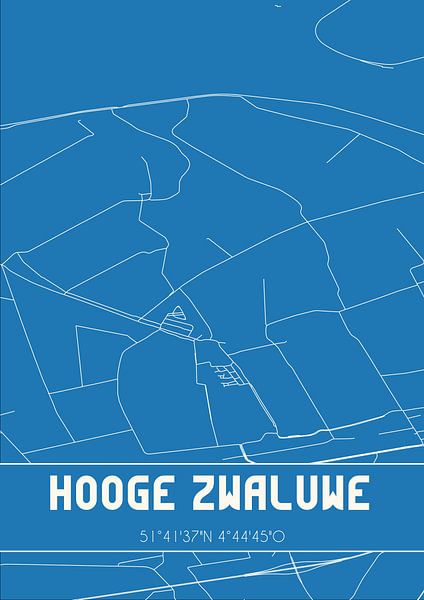 Blaupause | Karte | Hooge Zwaluwe (Nordbrabant) von Ortsdrucke