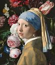 Mädchen mit der Vase, Collage nach Vermeer und de Heem von Masters Revisited Miniaturansicht
