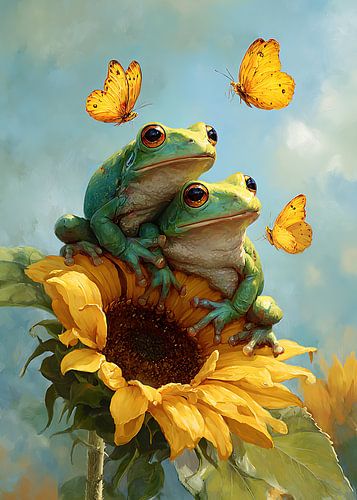 Les grenouilles au bonheur des tournesols