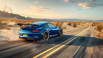 Blauwe Porsche 911 GT3 van PixelPrestige