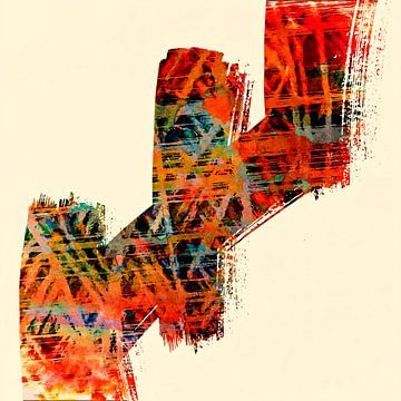 Zen Abstracte penseelstreken in warme kleuren van Mad Dog Art