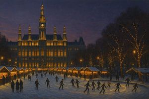 Wiener Rathaus Weihnachtsmarkt bei Nacht