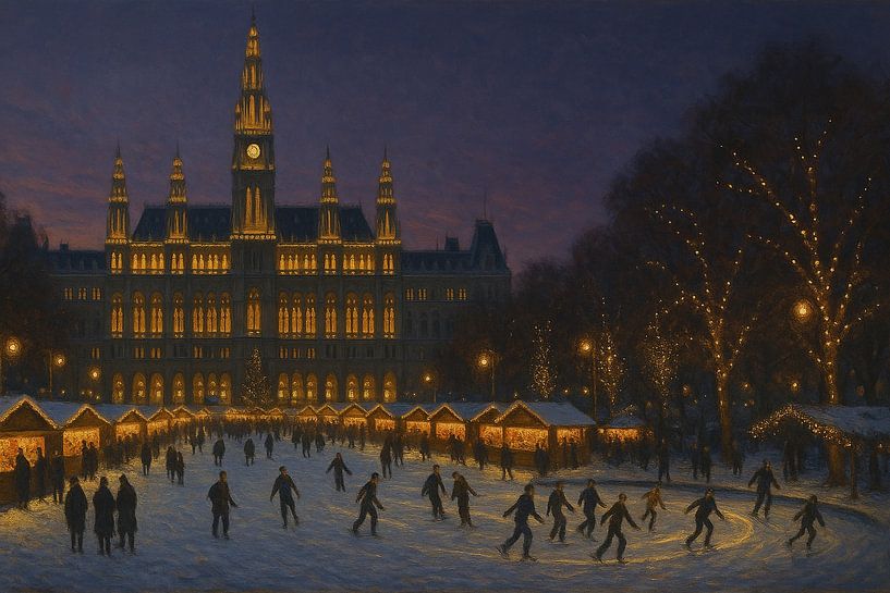 Wiener Rathaus Weihnachtsmarkt bei Nacht von Travel Shop