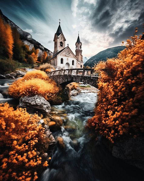 Église au bord de la rivière par fernlichtsicht
